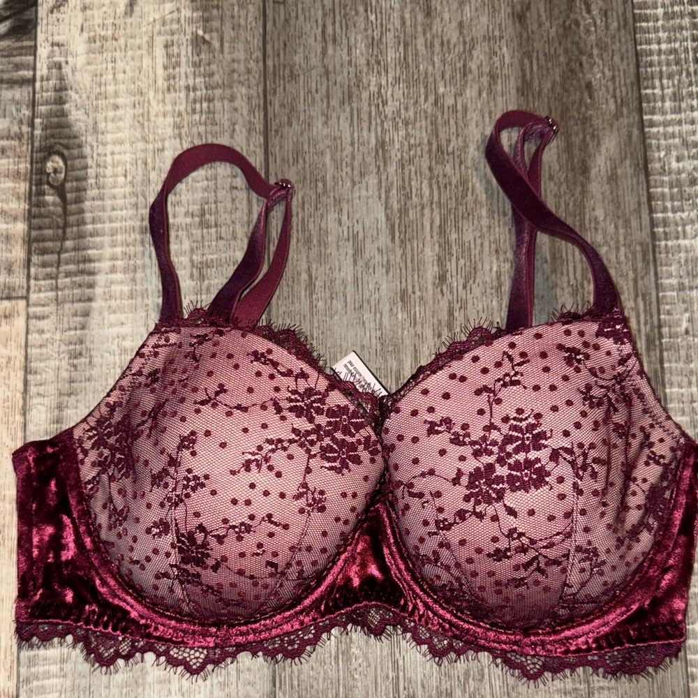 Victoria's Secret Burgundy Lace Bra- size 34D